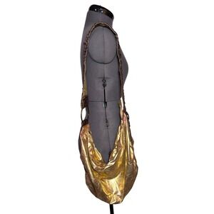 Vintage Y2K Hobo Bag Womens Gold w/ Brown Sequins Shoulder Bag Purse